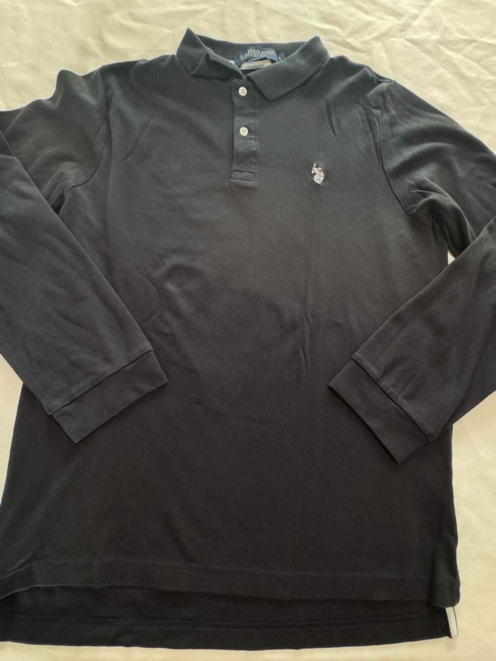 Vintage Preppy Minimalist Long Sleeve Polo Shirt Black Quiet Luxury